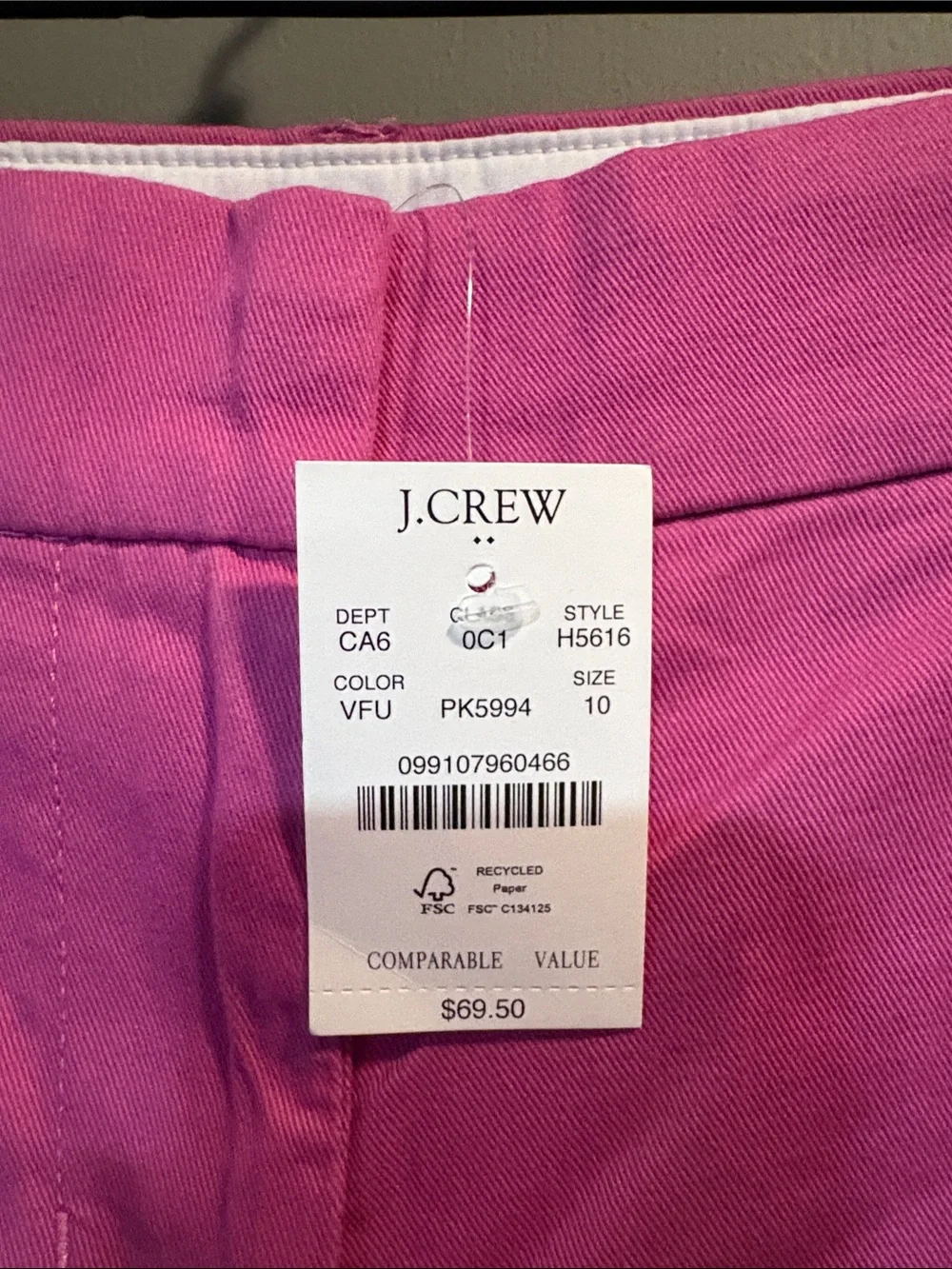 J. Crew Bright Pink Women's Chino Bermuda Shorts